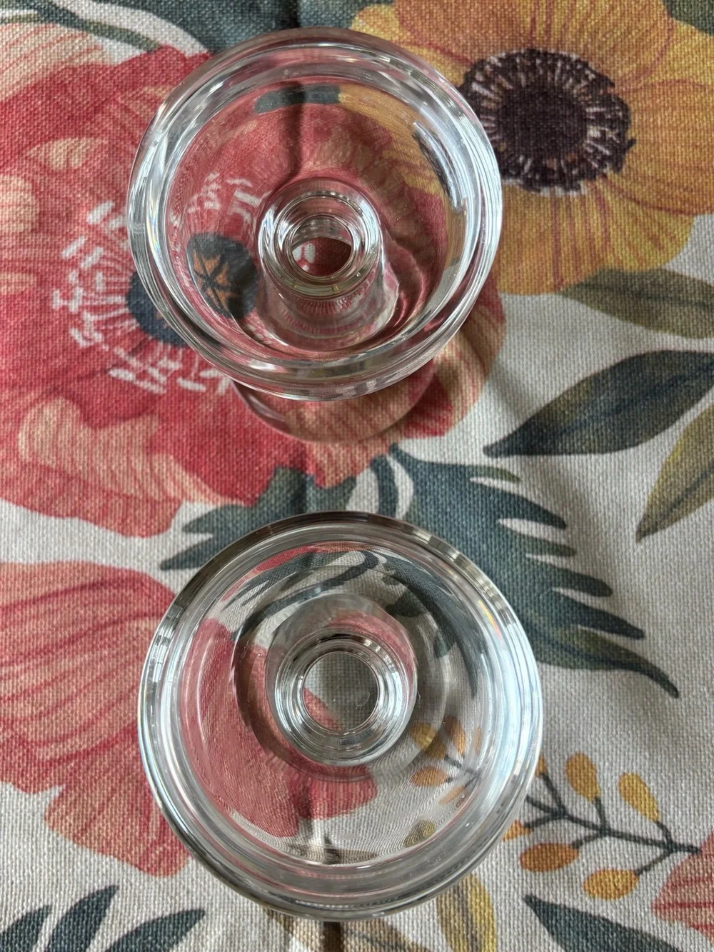 Pottery Barn Bubble Glass Clear 5”Pedestal Candle Holders Set of 2 Vintage